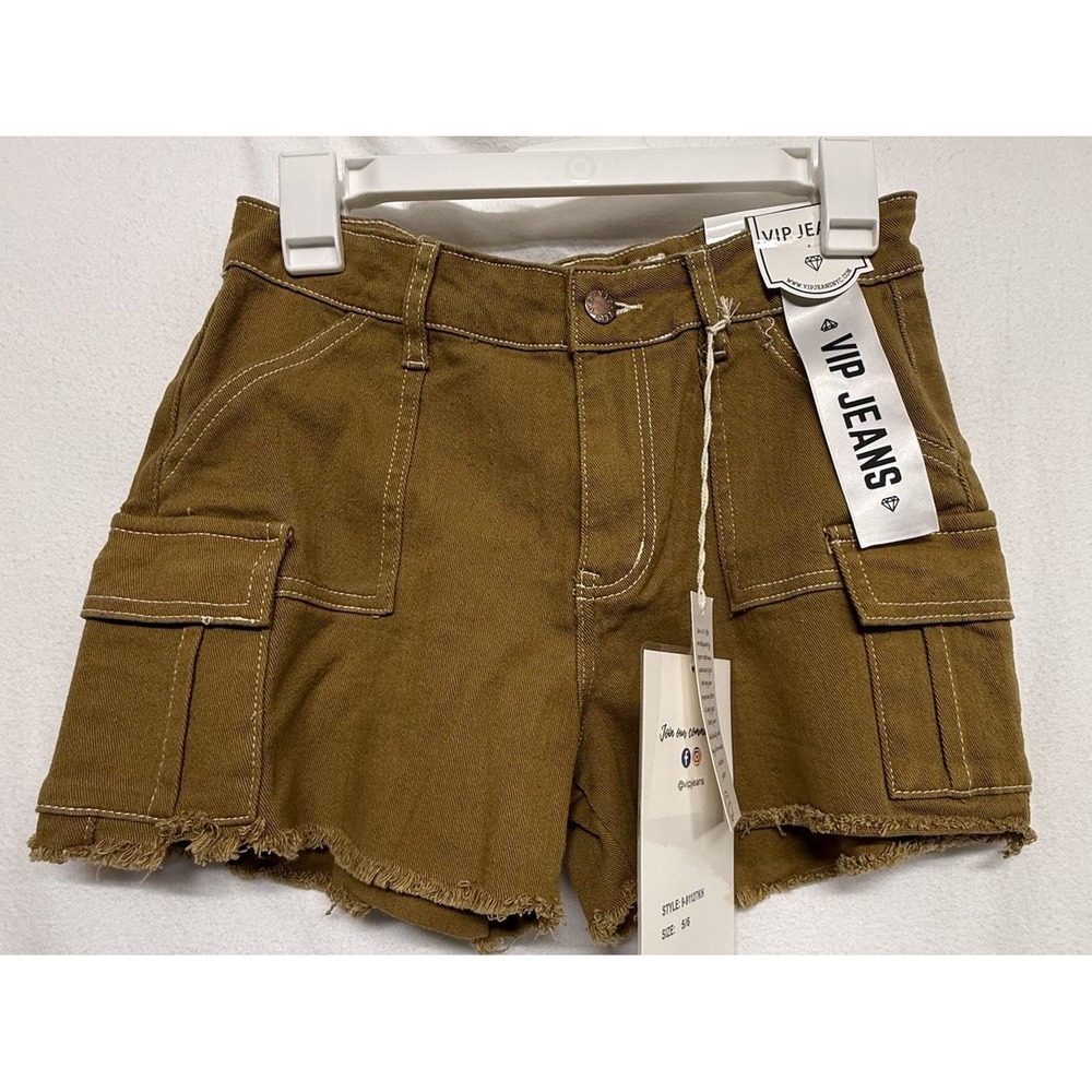 VIP Junior Womens Sculpting Stretch Shorts Size 5/6 Khaki 29 In Waist New